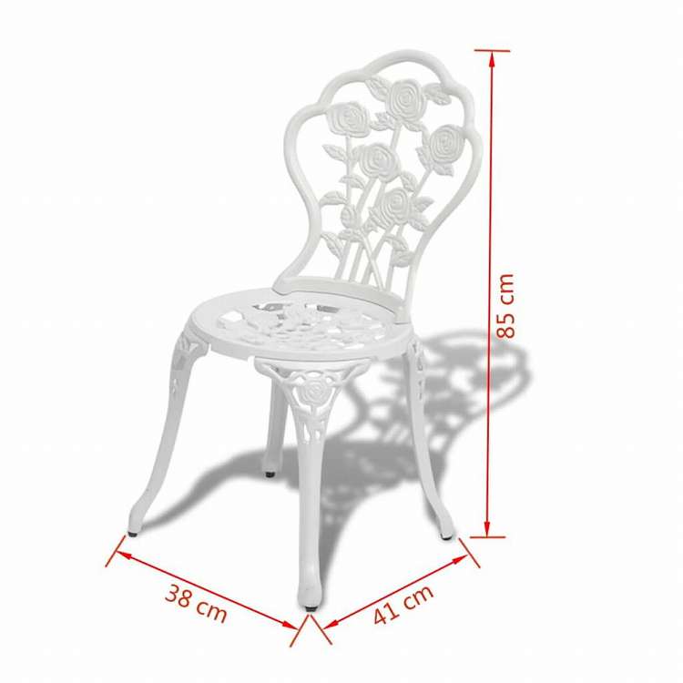 vidaXL ビストロ 3点セット アルミ鋳物 ホワイト家具 アウトドア家具 屋外家具セット(代引不可)