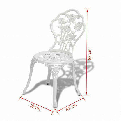 vidaXL ビストロ 3点セット アルミ鋳物 ホワイト家具 アウトドア家具 屋外家具セット(代引不可)