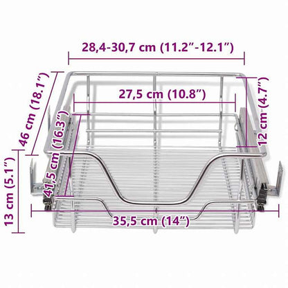 vidaXL 引き出し式 ワイヤーバスケット 2点 シルバー 400 mmホーム&ガーデン キッチン&ダイニング キッチンツール&調理器具 キッチン収納 調理道具ホルダー・ラック(代引不可)