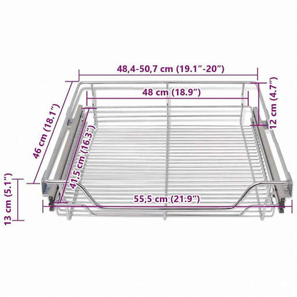 vidaXL 引き出し式 ワイヤーバスケット 2点 シルバー 600 mmホーム&ガーデン キッチン&ダイニング キッチンツール&調理器具 キッチン収納 調理道具ホルダー・ラック(代引不可)
