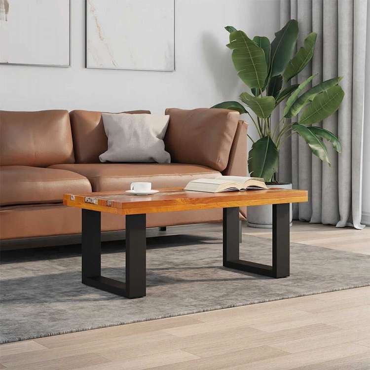 vidaXL コーヒーテーブル チーク 樹脂 100x50cm家具 テーブル アクセントテーブル コーヒーテーブル(代引不可)