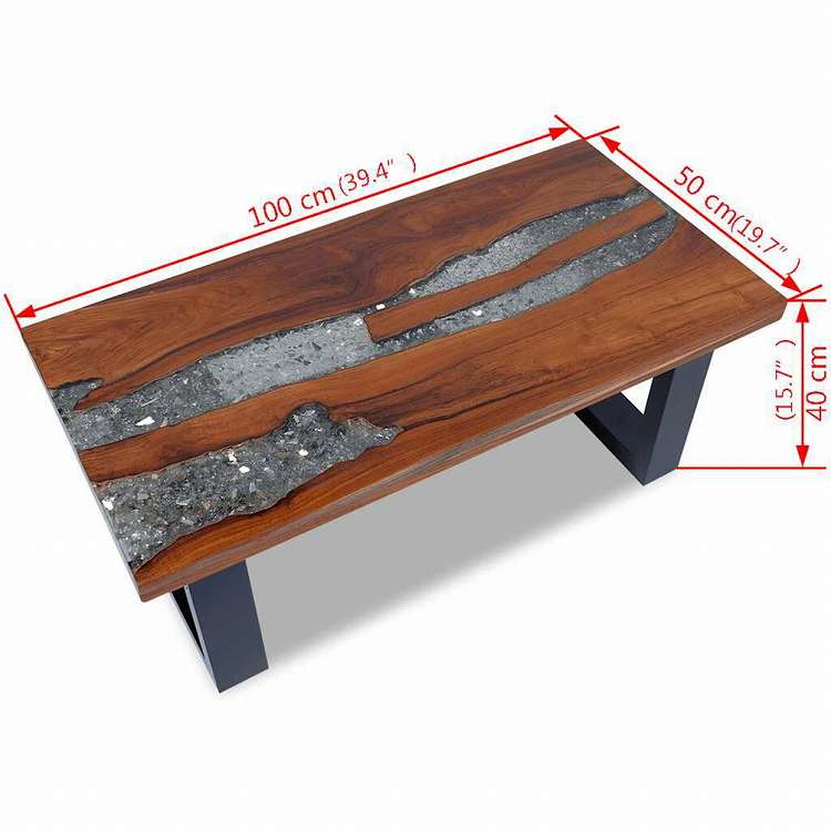 vidaXL コーヒーテーブル チーク 樹脂 100x50cm家具 テーブル アクセントテーブル コーヒーテーブル(代引不可)
