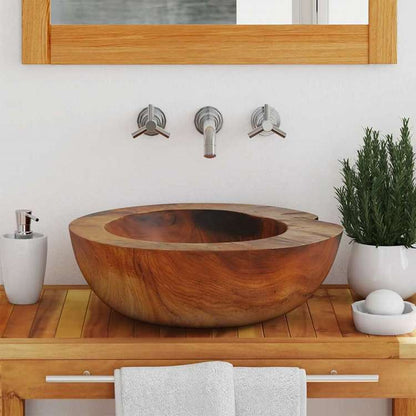 vidaXL 洗面器 チーク無垢材 45cmハードウェア 配管 配管器具 シンク 洗面器(代引不可)