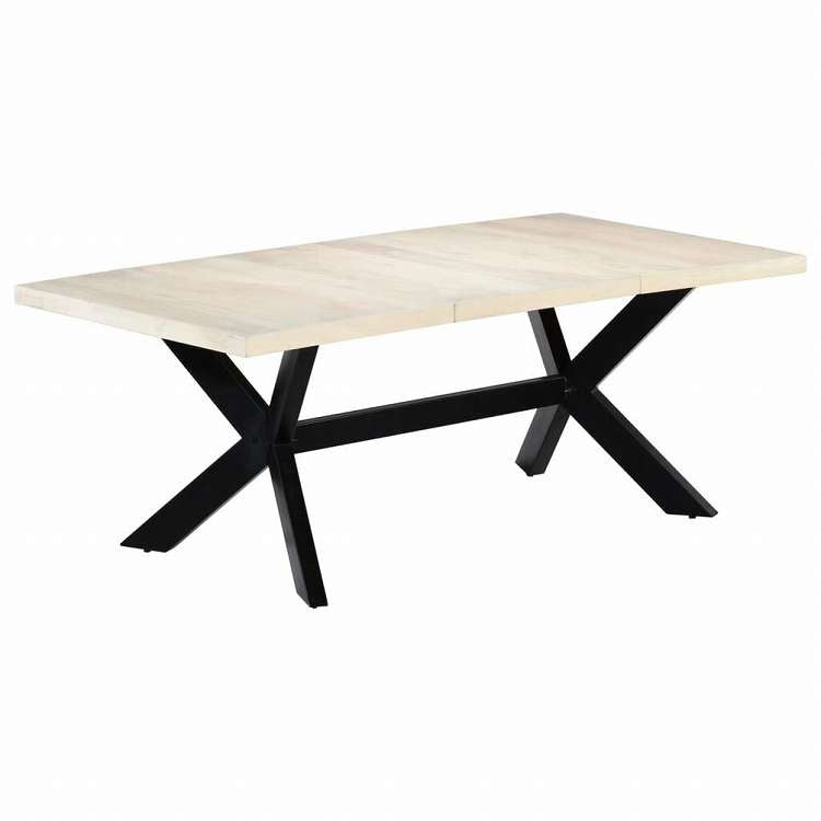 vidaXL ダイニングテーブル マンゴー無垢材 200x100x75cm ホワイト家具 テーブル キッチン・ダイニングルームテーブル(代引不可)