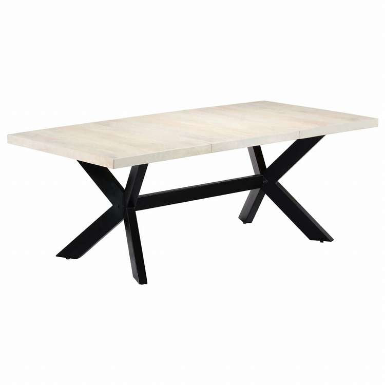 vidaXL ダイニングテーブル マンゴー無垢材 200x100x75cm ホワイト家具 テーブル キッチン・ダイニングルームテーブル(代引不可)