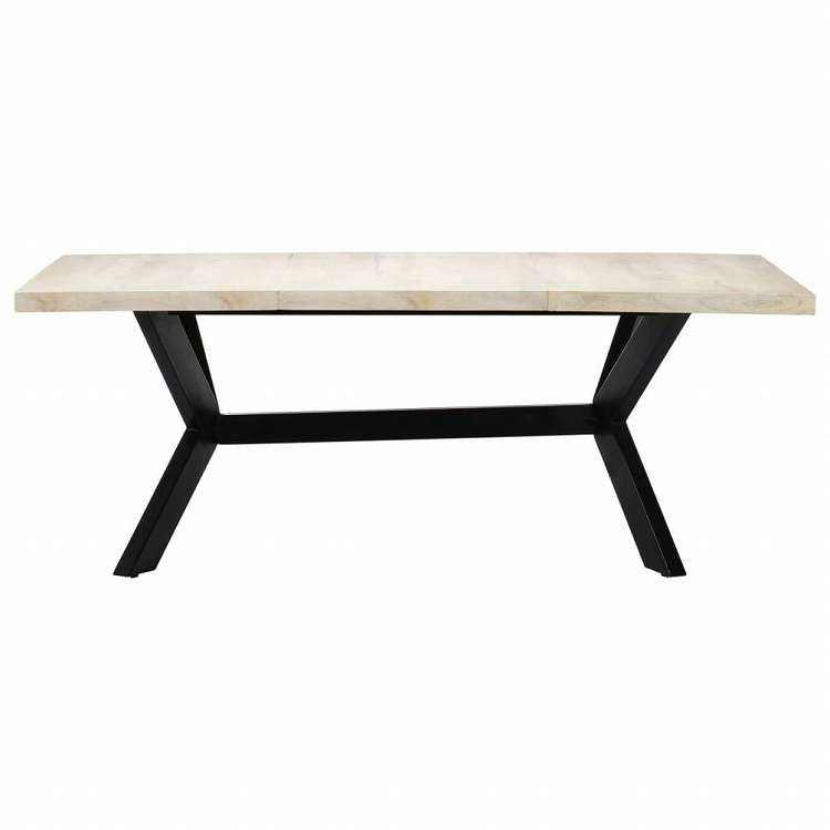vidaXL ダイニングテーブル マンゴー無垢材 200x100x75cm ホワイト家具 テーブル キッチン・ダイニングルームテーブル(代引不可)