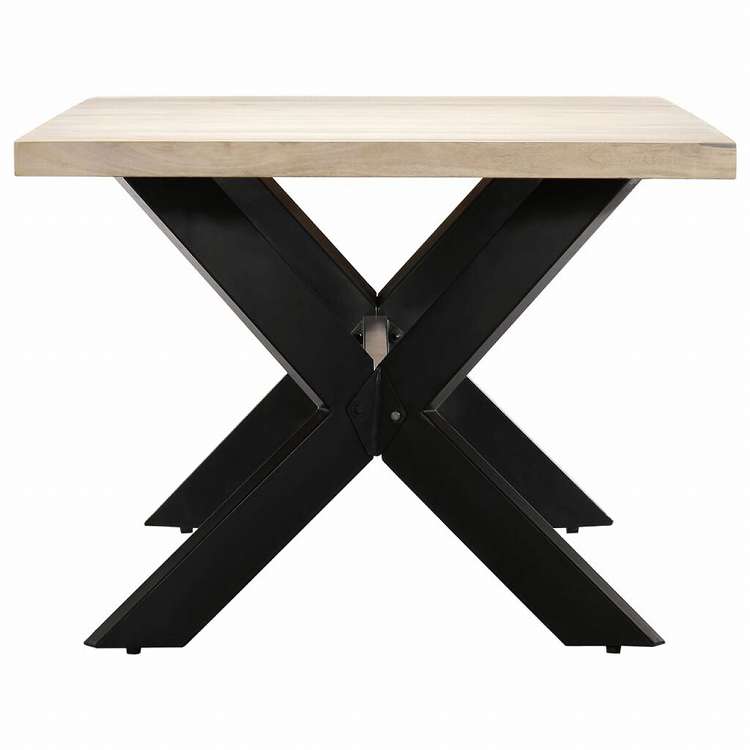 vidaXL ダイニングテーブル マンゴー無垢材 200x100x75cm ホワイト家具 テーブル キッチン・ダイニングルームテーブル(代引不可)