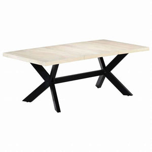 vidaXL ダイニングテーブル マンゴー無垢材 200x100x75cm ホワイト家具 テーブル キッチン・ダイニングルームテーブル(代引不可)
