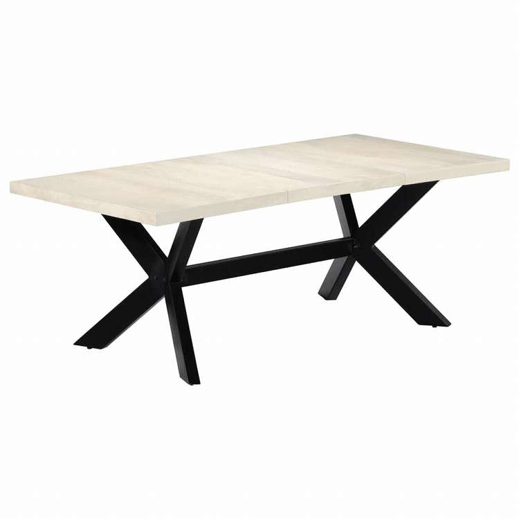 vidaXL ダイニングテーブル マンゴー無垢材 200x100x75cm ホワイト家具 テーブル キッチン・ダイニングルームテーブル(代引不可)