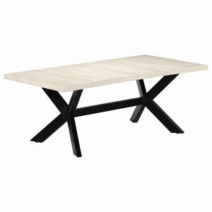 vidaXL ダイニングテーブル マンゴー無垢材 200x100x75cm ホワイト家具 テーブル キッチン・ダイニングルームテーブル(代引不可)