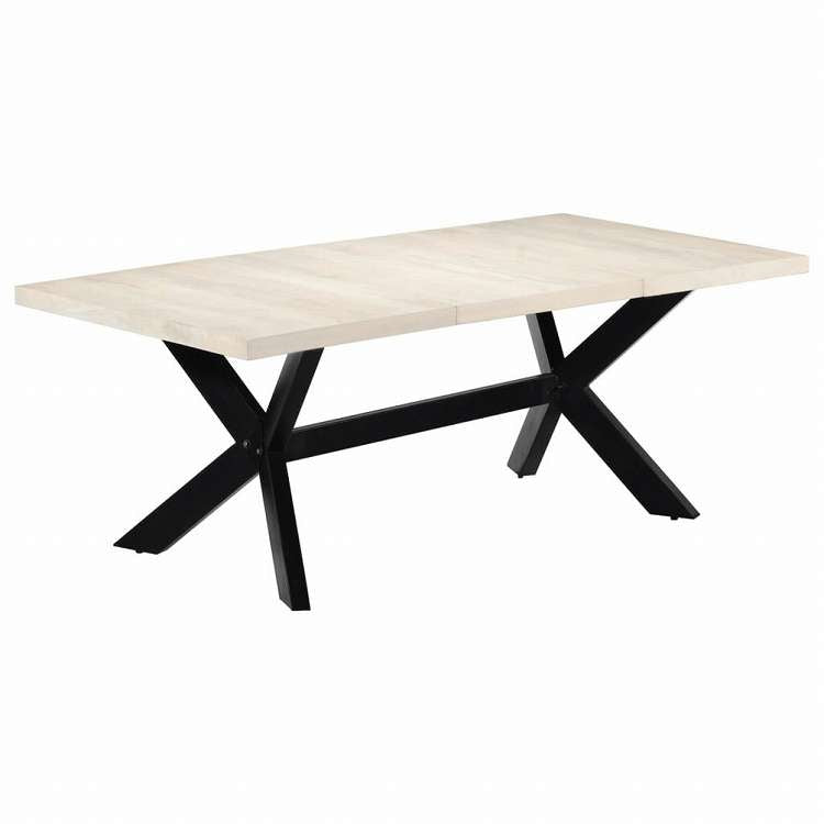 vidaXL ダイニングテーブル マンゴー無垢材 200x100x75cm ホワイト家具 テーブル キッチン・ダイニングルームテーブル(代引不可)