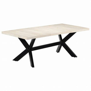 vidaXL ダイニングテーブル マンゴー無垢材 200x100x75cm ホワイト家具 テーブル キッチン・ダイニングルームテーブル(代引不可)