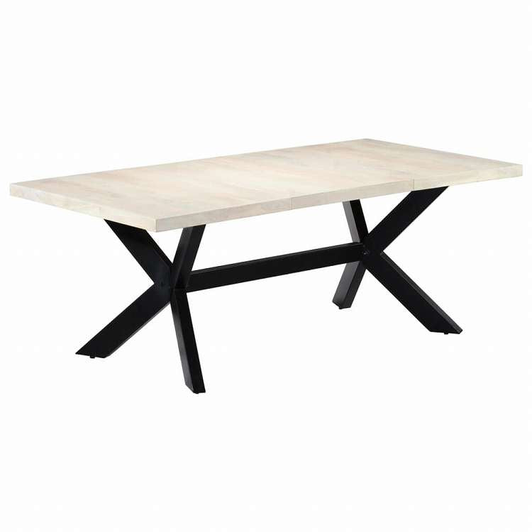 vidaXL ダイニングテーブル マンゴー無垢材 200x100x75cm ホワイト家具 テーブル キッチン・ダイニングルームテーブル(代引不可)