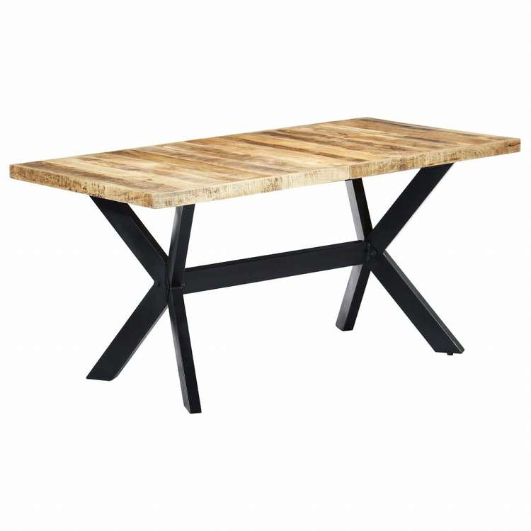 vidaXL ダイニングテーブル 160x80x75cm マンゴー無垢材 (粗目)家具 テーブル キッチン・ダイニングルームテーブル(代引不可)