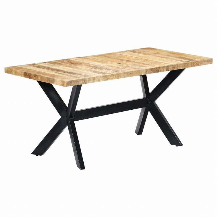 vidaXL ダイニングテーブル 160x80x75cm マンゴー無垢材 (粗目)家具 テーブル キッチン・ダイニングルームテーブル(代引不可)