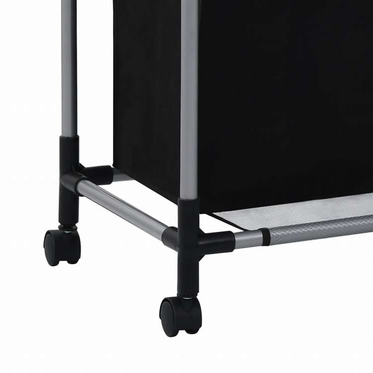 vidaXL ランドリーソーター 3バッグ付き ブラック スチール製ホーム&ガーデン 家事用品 ランドリー用品 洗濯かご(代引不可)