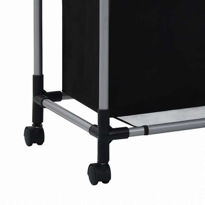 vidaXL ランドリーソーター 3バッグ付き ブラック スチール製ホーム&ガーデン 家事用品 ランドリー用品 洗濯かご(代引不可)