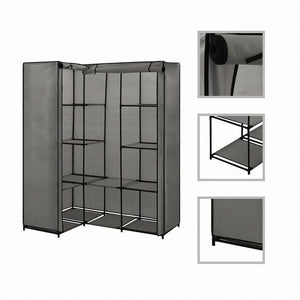 vidaXL コーナー型 洋服ダンス グレー 130x87x169cm家具 キャビネット&収納 戸棚・ワードローブ(代引不可)