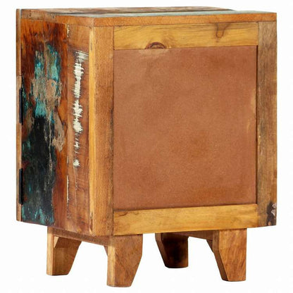 vidaXL 手彫り ベッドサイドキャビネット 40x30x50cm 無垢の再生木材家具 テーブル ベッドサイドテーブル(代引不可)