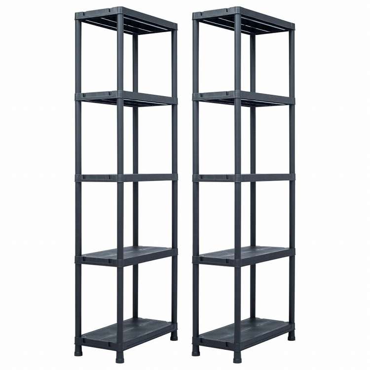 vidaXL 収納棚ラック 2個セット ブラック 125 kg 60x30x180 cm プラスチックビジネス&工業用 工業用収納 業務用収納棚(代引不可)