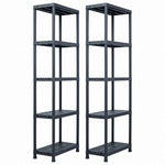 vidaXL 収納棚ラック 2個セット ブラック 125 kg 60x30x180 cm プラスチックビジネス&工業用 工業用収納 業務用収納棚(代引不可)