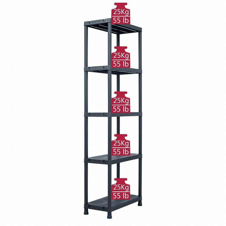 vidaXL 収納棚ラック 2個セット ブラック 125 kg 60x30x180 cm プラスチックビジネス&工業用 工業用収納 業務用収納棚(代引不可)