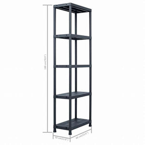 vidaXL 収納棚ラック 2個セット ブラック 125 kg 60x30x180 cm プラスチックビジネス&工業用 工業用収納 業務用収納棚(代引不可)