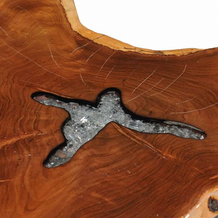 vidaXL コーヒーテーブル 70x45cm チーク無垢材 ポリエステル樹脂家具 テーブル アクセントテーブル コーヒーテーブル(代引不可)