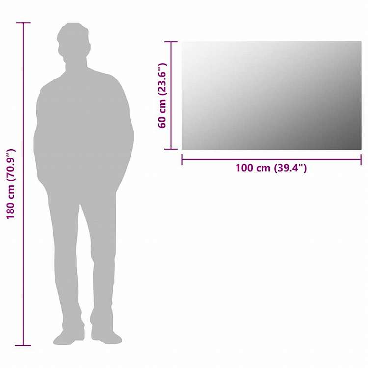 vidaXL フレームレスミラー 100x60cm ガラス製ホーム&ガーデン デコレーション 鏡(代引不可)