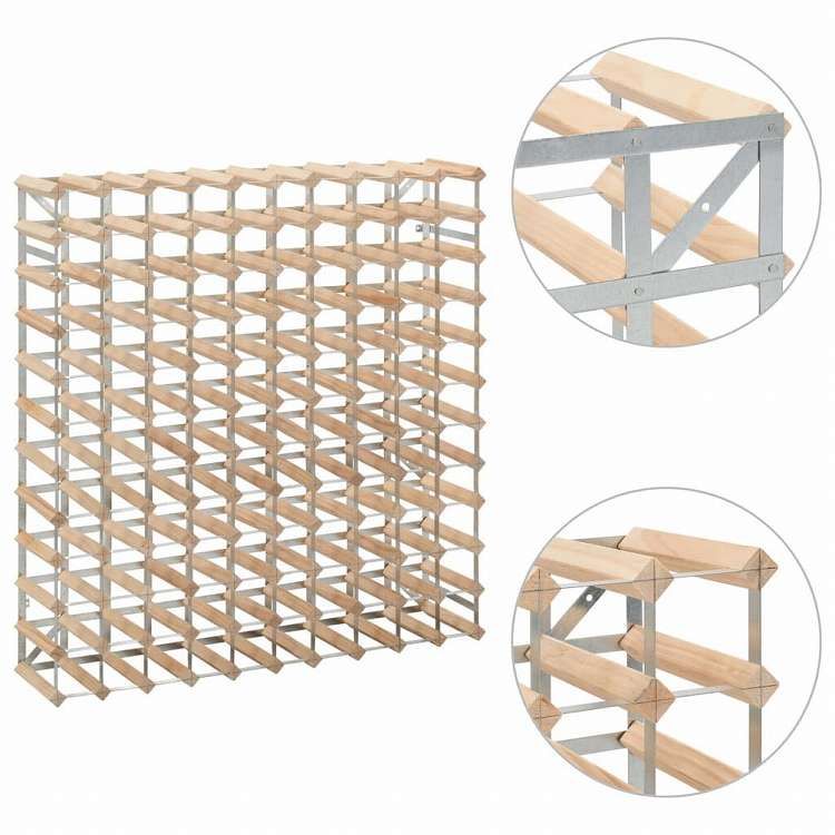 vidaXL ワインラック ボトル120本 無垢のパインウッド家具 キャビネット&収納 ワインラック(代引不可)