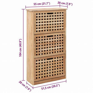 vidaXL シューズ収納キャビネット 55x20x104cm ウォールナット無垢材ホーム&ガーデン 家事用品 収納&オーガナイザー 衣類・ワードローブ収納 シューズラック・整理収納(代引不可)