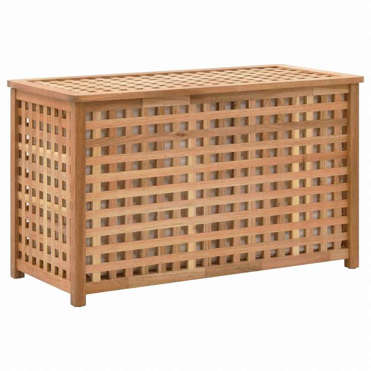 vidaXL ランドリーチェスト 77.5x37.5x46.5cm ウォールナット無垢材ホーム&ガーデン 家事用品 ランドリー用品 洗濯かご(代引不可)