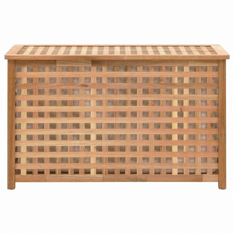vidaXL ランドリーチェスト 77.5x37.5x46.5cm ウォールナット無垢材ホーム&ガーデン 家事用品 ランドリー用品 洗濯かご(代引不可)