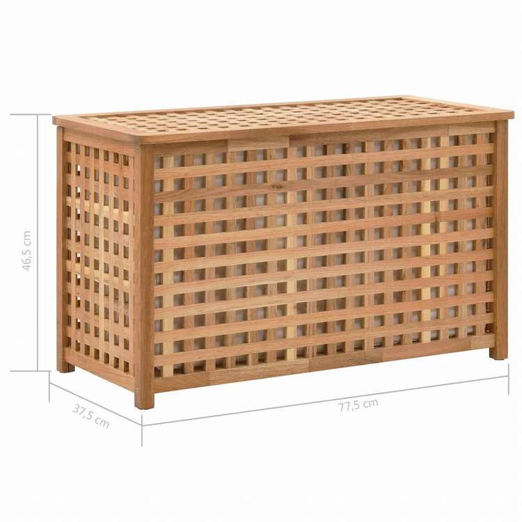 vidaXL ランドリーチェスト 77.5x37.5x46.5cm ウォールナット無垢材ホーム&ガーデン 家事用品 ランドリー用品 洗濯かご(代引不可)