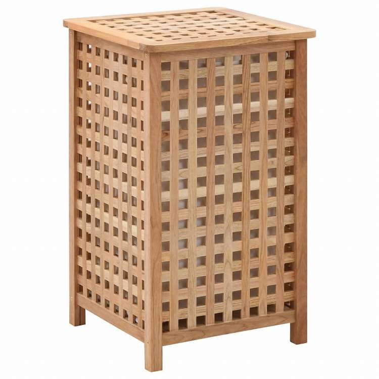 vidaXL ランドリーバスケット 39x39x65cm ウォールナット無垢材ホーム&ガーデン 家事用品 ランドリー用品 洗濯かご(代引不可)