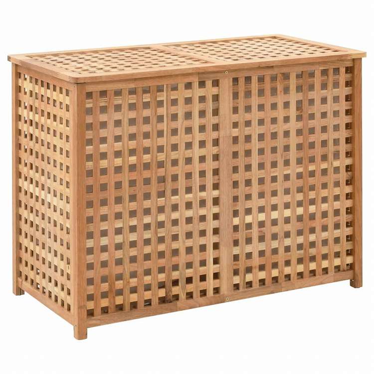vidaXL ランドリーバスケット 87.5x46x67cm ウォールナット無垢材ホーム&ガーデン 家事用品 ランドリー用品 洗濯かご(代引不可)