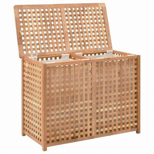 vidaXL ランドリーバスケット 87.5x46x67cm ウォールナット無垢材ホーム&ガーデン 家事用品 ランドリー用品 洗濯かご(代引不可)