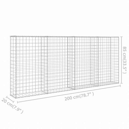 vidaXL ガビオンウォール カバー付き 亜鉛メッキ鋼製 200x20x85cmハードウェア フェンス&バリア フェンスパネル(代引不可)