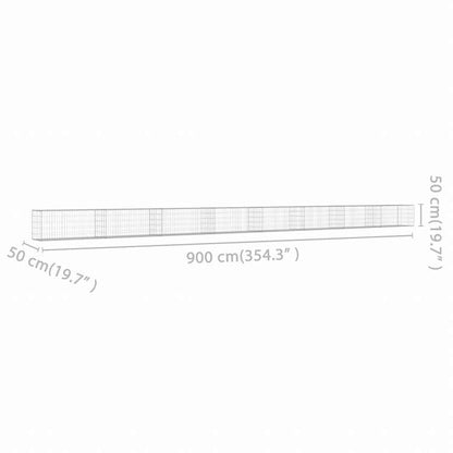 vidaXL ガビオンウォール カバー付き 亜鉛メッキ鋼製 900x50x50cmハードウェア フェンス&バリア フェンスパネル(代引不可)