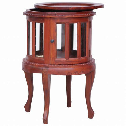 vidaXL ビトリンキャビネット ブラウン 50 x 50 x 76 cm マホガニー無垢材家具 テーブル アクセントテーブル エンドテーブル(代引不可)