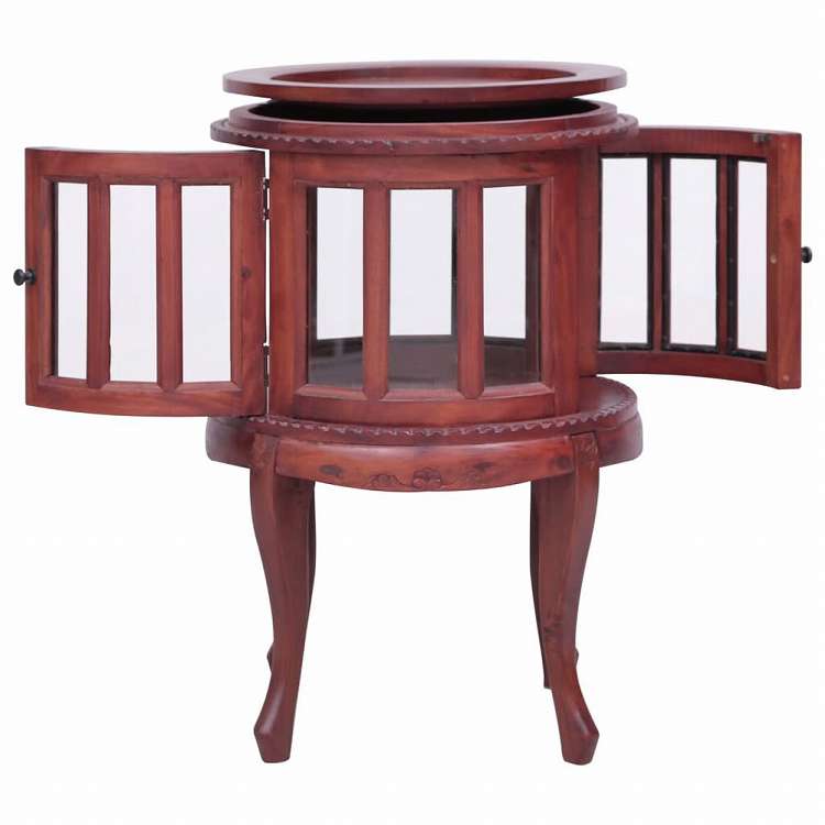 vidaXL ビトリンキャビネット ブラウン 50 x 50 x 76 cm マホガニー無垢材家具 テーブル アクセントテーブル エンドテーブル(代引不可)