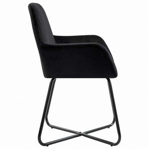 vidaXL ダイニングチェア 2点セット ブラック ベルベット製家具 チェア キッチン・ダイニングルームチェア(代引不可)