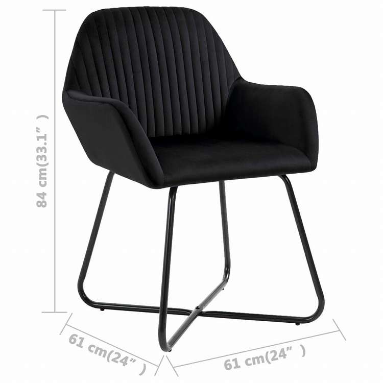 vidaXL ダイニングチェア 2点セット ブラック ベルベット製家具 チェア キッチン・ダイニングルームチェア(代引不可)