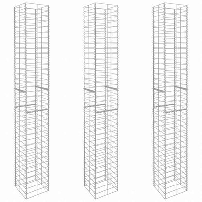 vidaXL ガビオンバスケット3点セット 亜鉛メッキ鋼製 25x25x197cmハードウェア フェンス&バリア フェンスパネル(代引不可)