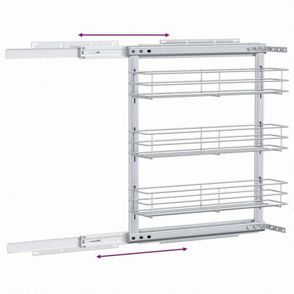 vidaXL 3段 引き出しキッチンワイヤーバスケット 47x15x55.5 cm シルバーホーム&ガーデン キッチン&ダイニング キッチンツール&調理器具 キッチン収納 調理道具ホルダー・ラック(代引不可)