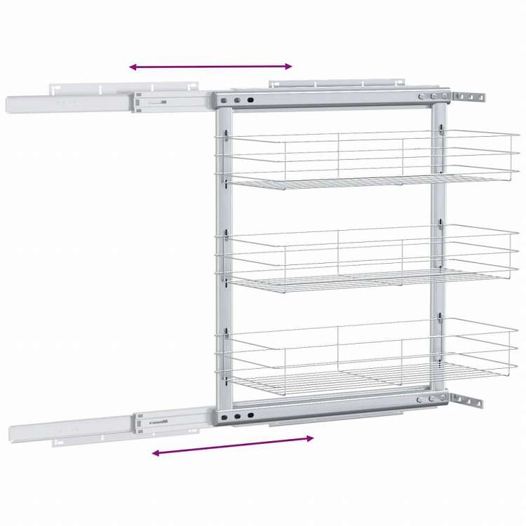 vidaXL 3段 引き出しキッチンワイヤーバスケット 47x25x56 cm シルバーホーム&ガーデン キッチン&ダイニング キッチンツール&調理器具 キッチン収納 調理道具ホルダー・ラック(代引不可)