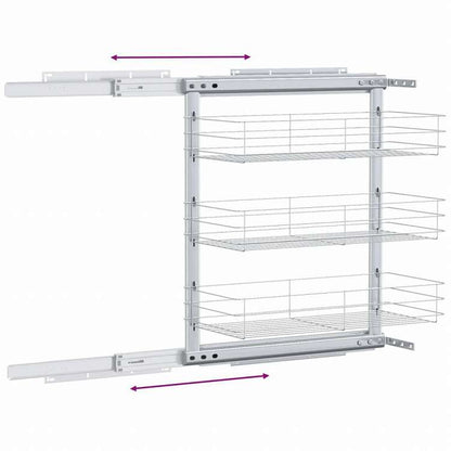 vidaXL 3段 引き出しキッチンワイヤーバスケット 47x25x56 cm シルバーホーム&ガーデン キッチン&ダイニング キッチンツール&調理器具 キッチン収納 調理道具ホルダー・ラック(代引不可)