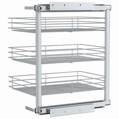 vidaXL 3段 引き出しキッチンワイヤーバスケット 47x35x56 cm シルバーホーム&ガーデン キッチン&ダイニング キッチンツール&調理器具 キッチン収納 調理道具ホルダー・ラック(代引不可)