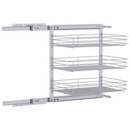 vidaXL 3段 引き出しキッチンワイヤーバスケット 47x35x56 cm シルバーホーム&ガーデン キッチン&ダイニング キッチンツール&調理器具 キッチン収納 調理道具ホルダー・ラック(代引不可)
