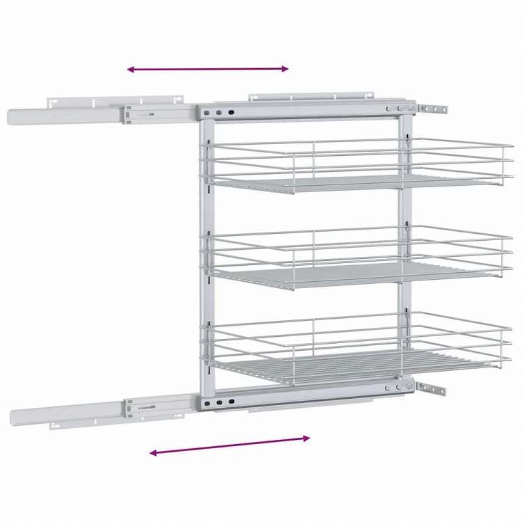 vidaXL 3段 引き出しキッチンワイヤーバスケット 47x35x56 cm シルバーホーム&ガーデン キッチン&ダイニング キッチンツール&調理器具 キッチン収納 調理道具ホルダー・ラック(代引不可)